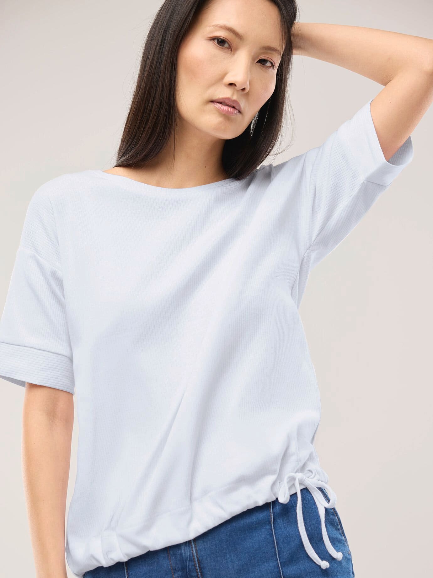 Blousonshirt in Rippenstruktur