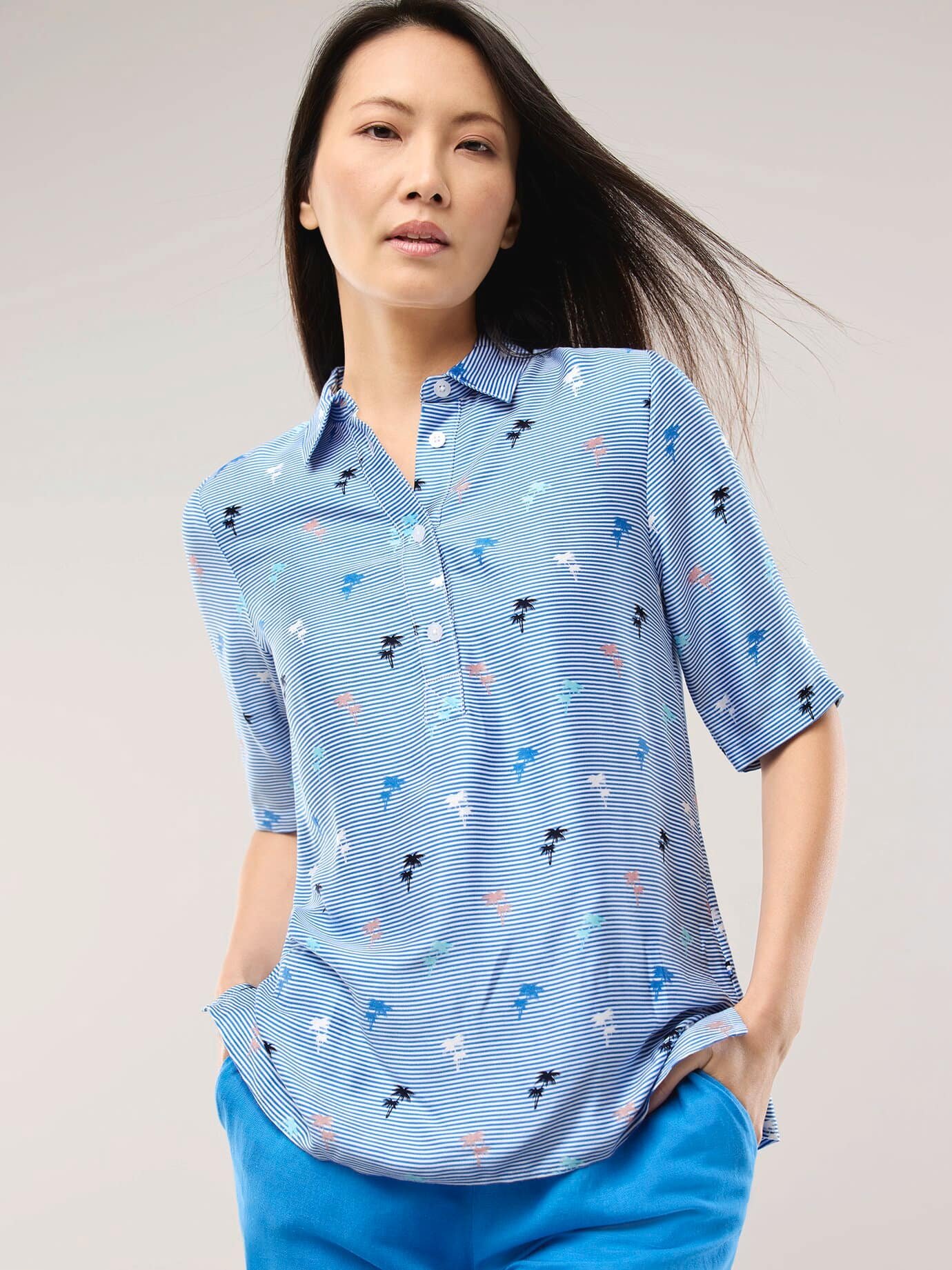 Polo Bluse aus Viskose