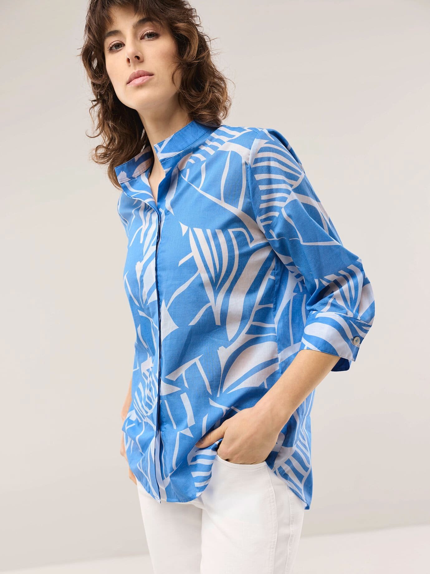 Tunika-Bluse mit Stehkragen