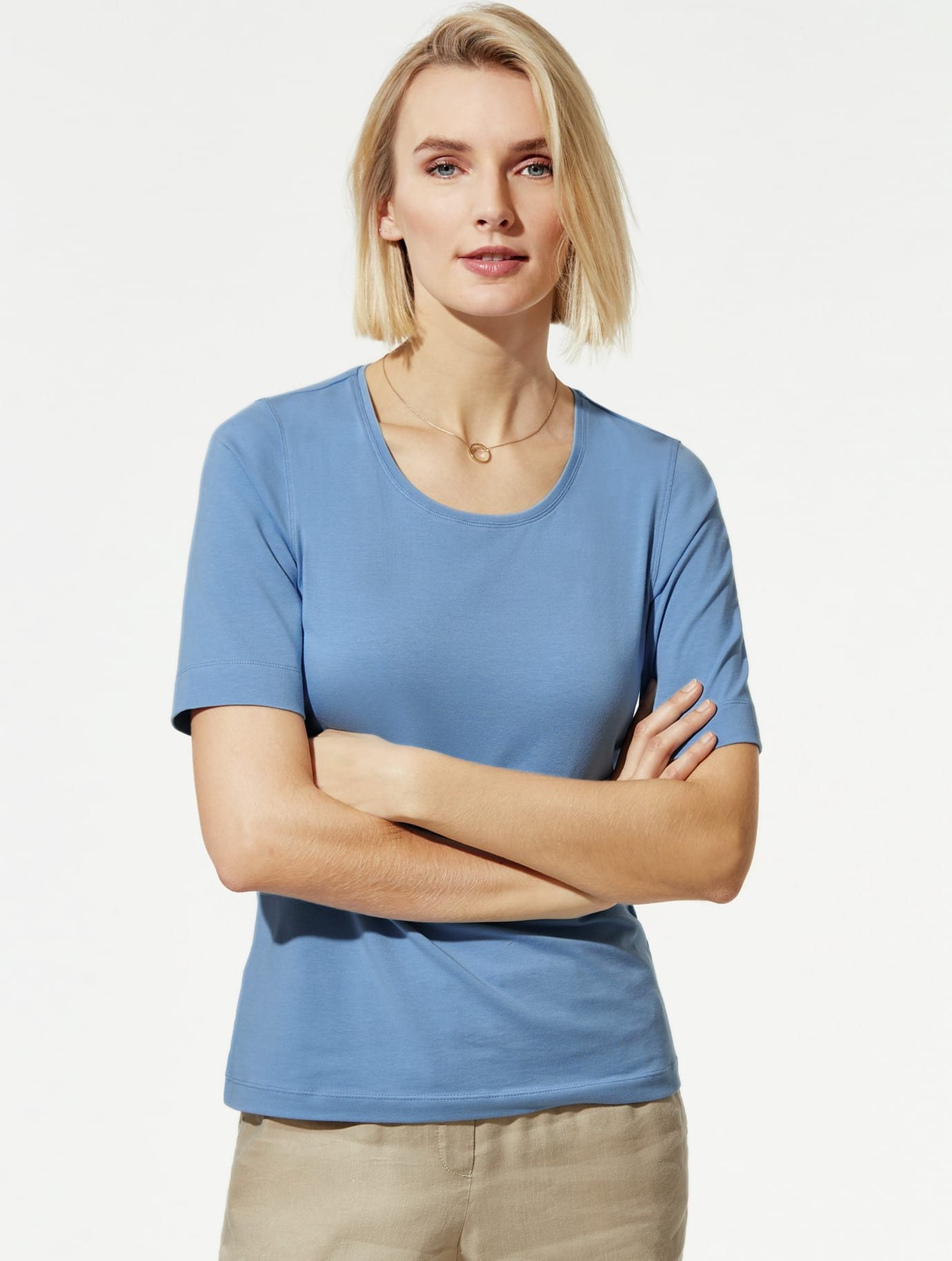 Baumwoll-Basic-Shirt Halbarm