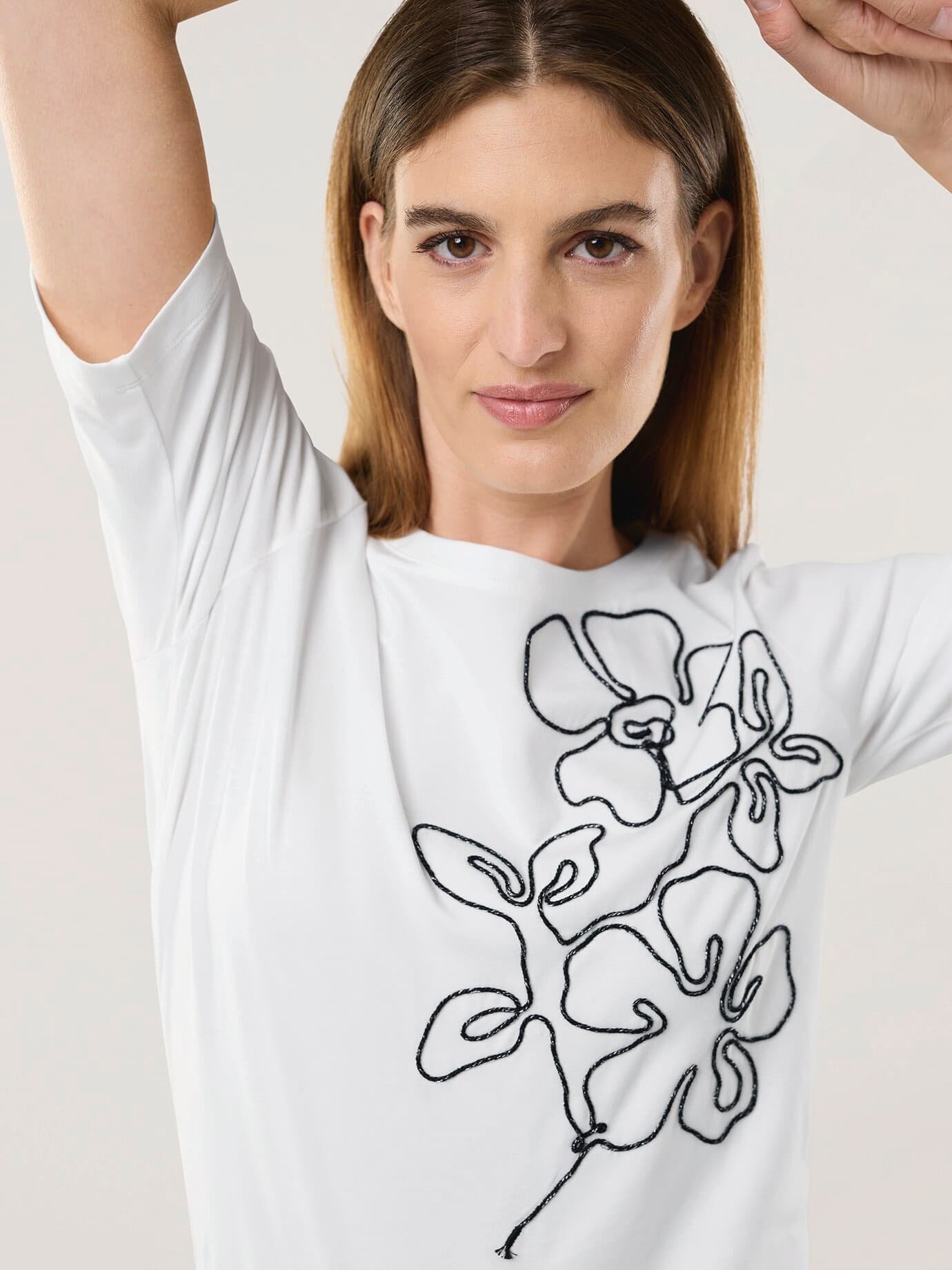 Baumwollshirt Kordelstickerei