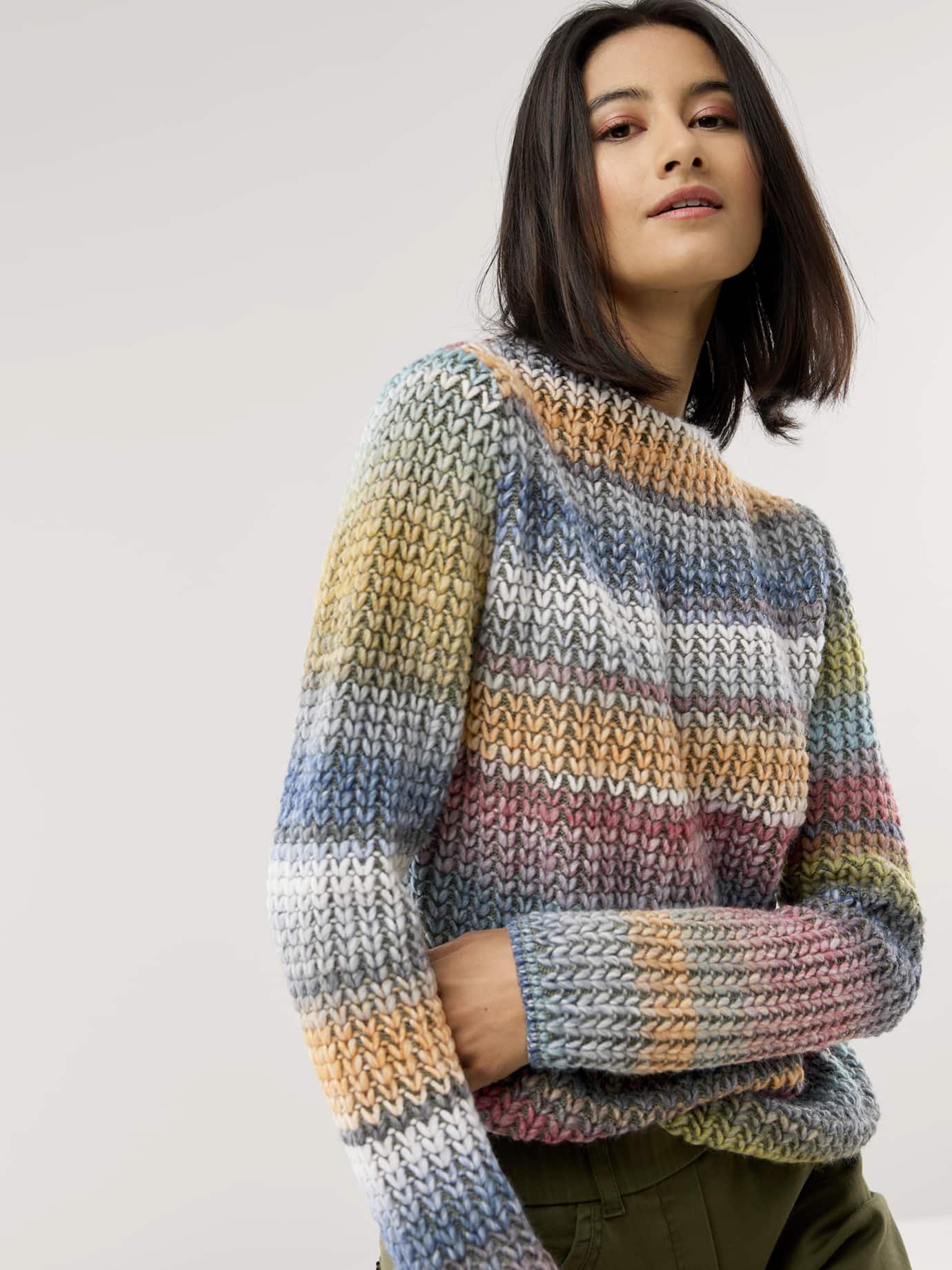 Grobstrick-Pullover Farbverlauf