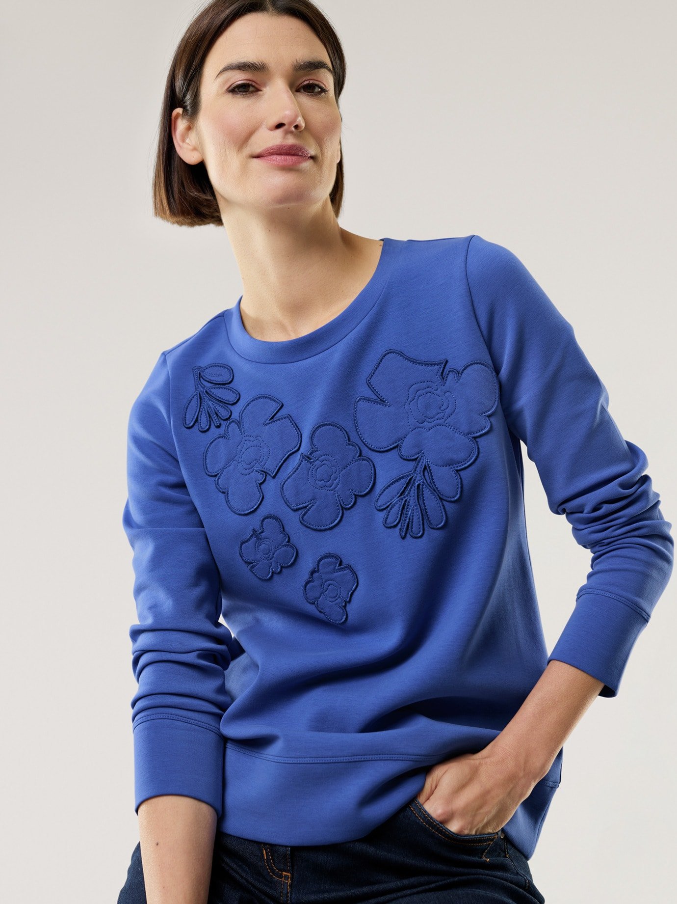Thumbnail - Blumenapplication Sweatshirt