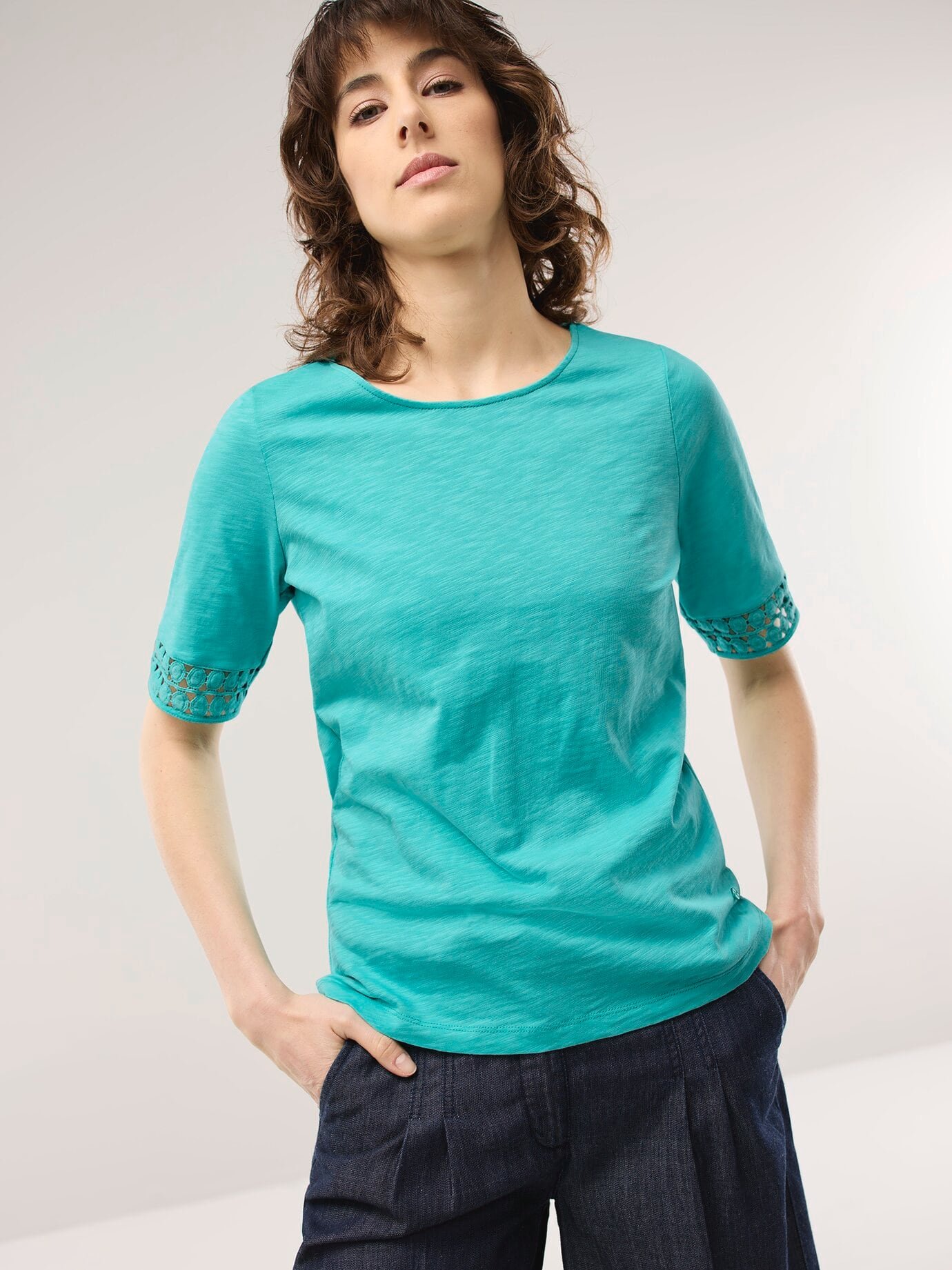 Baumwollshirt Dekospitze