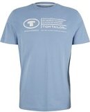TOM TAILOR Herren T-Shirt mit Logo Print, blau, Uni, Gr. M
