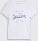 TOM TAILOR DENIM Damen T-Shirt mit Print, weiß, Uni, Gr. S
