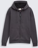 TOM TAILOR Herren Basic Hoodie Sweatjacke, schwarz, Uni, Gr. S