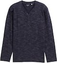 TOM TAILOR Herren Serafino Langarmshirt, blau, Meliert, Gr. XXL