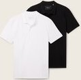 TOM TAILOR DENIM Herren Poloshirts im 2er-Pack, weiß, Uni, Gr. XL