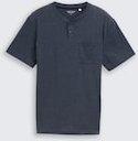 TOM TAILOR Herren Henley T-Shirt mit Brusttasche, blau, Meliert, Gr. XXL