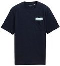 TOM TAILOR Herren T-Shirt mit Brusttasche, blau, Uni, Gr. S