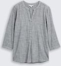 TOM TAILOR Damen Bluse aus Baumwolle, blau, Uni, Gr. 36