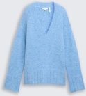 TOM TAILOR Damen Oversize Strickpullover mit Wollanteil, blau, Meliert, Gr. M
