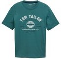TOM TAILOR Herren T-Shirt mit Logo-Print, grün, Logo Print, Gr. M