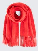 TOM TAILOR DENIM Damen Schal mit Fransen, rot, Uni, Gr. ONESIZE