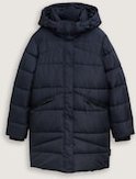 TOM TAILOR DENIM Damen Puffermantel mit abnehmbarer Kapuze, blau, Uni, Gr. XXL