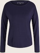 TOM TAILOR Damen Pyjama-Langarmshirt, blau, Uni, Gr. 38