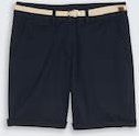TOM TAILOR Damen Chino Bermuda Shorts mit Gürtel, blau, Uni, Gr. 38