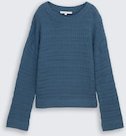 TOM TAILOR DENIM Damen Relaxed Fit Strickpullover, blau, Uni, Gr. L