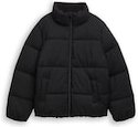 TOM TAILOR Mädchen Puffer-Jacke mit Stehkragen, schwarz, Uni, Gr. 140