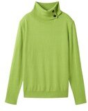 TOM TAILOR Damen Strickpullover mit Rollkragen, grün, Uni, Gr. XS