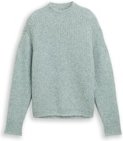 Thumbnail - TOM TAILOR DENIM Damen Relaxed Fit Strickpullover mit Stehkragen, blau, Meliert, Gr. XL