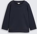 TOM TAILOR Damen Boxy Fit Sweatshirt mit 7/8-Arm, blau, Uni, Gr. M
