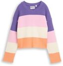 TOM TAILOR Mädchen Cropped Strickpullover mit Colour Blocking, lila, Gestreift, Gr. 128