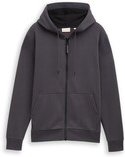 TOM TAILOR Herren Basic Hoodie Sweatjacke, schwarz, Uni, Gr. L