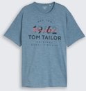 TOM TAILOR Herren Plus Size - T-Shirt mit Logo-Print, blau, Meliert, Gr. 3XL