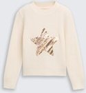 TOM TAILOR Mädchen Cropped Strickpullover mit Wendepailletten, weiß, Uni, Gr. 128/134