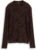 Thumbnail - TOM TAILOR Damen Slim Fit Langarmshirt mit Muster, braun, Animalprint, Gr. XXXL