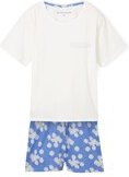 TOM TAILOR Damen Pyjama-Set mit Blumenmuster, blau, Geblümt, Gr. XXL/44