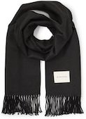 TOM TAILOR Damen Schal mit Fransen, schwarz, Uni, Gr. ONESIZE