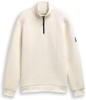 Thumbnail - TOM TAILOR DENIM Herren Troyer Sweatshirt mit Logo-Badge, weiß, Uni, Gr. XL