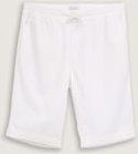 TOM TAILOR Herren Regular Shorts mit Leinenanteil, weiß, Uni, Gr. S