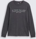 TOM TAILOR Herren Langarmshirt mit Logo-Print, schwarz, Uni, Gr. XXL