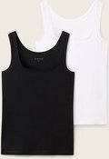 TOM TAILOR Damen Basic Top im 2er-Pack, schwarz, Uni, Gr. XXXL