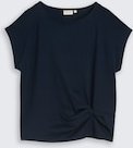 TOM TAILOR Damen T-Shirt mit Knotendetail, blau, Uni, Gr. XXL
