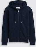 TOM TAILOR DENIM Herren Hoodie Sweatjacke mit Logo-Print, blau, Uni, Gr. M