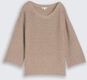 TOM TAILOR Damen Loose Fit Strickpullover mit Lochmuster, grau, Uni, Gr. XL