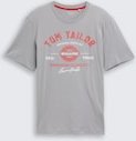 TOM TAILOR Herren T-Shirt mit Logo-Print, grau, Logo Print, Gr. L