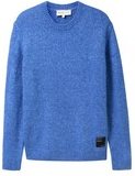 TOM TAILOR DENIM Herren Cosy Strickpullover mit Rundhalsausschnitt, blau, Uni, Gr. S