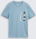 TOM TAILOR DENIM Herren T-Shirt mit Fotoprint, blau, Uni, Gr. L