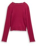 Thumbnail - TOM TAILOR Mädchen Cropped Langarmshirt mit Rippstruktur, rot, Uni, Gr. 176