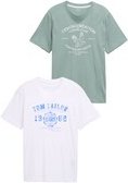 Thumbnail - TOM TAILOR Herren T-Shirts im 2er-Pack, grün, Uni, Gr. S