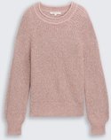 TOM TAILOR DENIM Damen Strickpullover mit leichten Ballonärmeln, rosa, Meliert, Gr. XS
