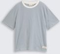 TOM TAILOR DENIM Damen Boxy Fit T-Shirt, blau, Gestreift, Gr. L