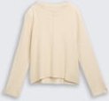 TOM TAILOR Damen Cropped Strickpullover mit Stehkragen, beige, Meliert, Gr. XL