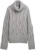 Thumbnail - TOM TAILOR Damen Rollkragenpullover mit Zopfmuster, grau, Meliert, Gr. L